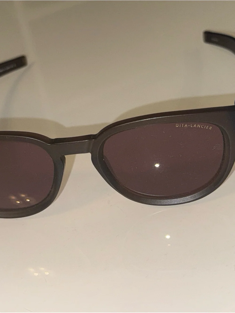 Polarized DITA Brown Matte Round Sunglasses with Rose-Brown Lenses